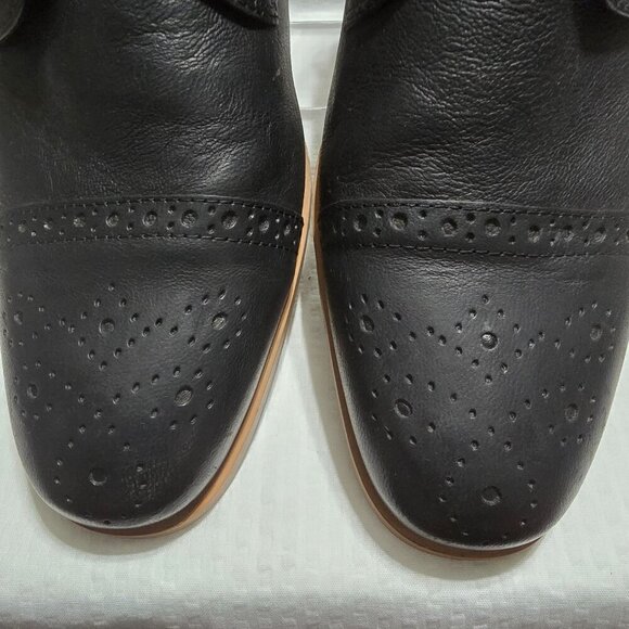 GABICCI BLACK BREATHABLE LEATHER SLIP ON SHOE LOAFER WITH BUCKLE DETAIL MENS 8 - Picture 6 of 13